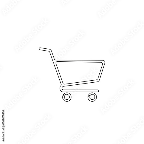 Empty Shopping Cart Silhouette Over White Background for E-commerce Design