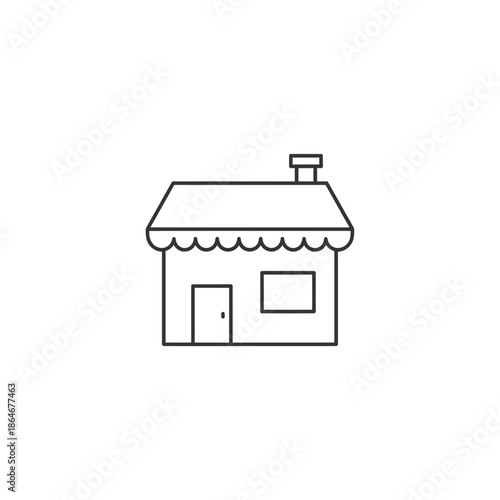 Minimalist Illustration of a Small Business Shop with Canopy and Window
