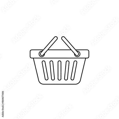 Minimalist Line Drawing of Shopping Basket for E-commerce or Retail Concepts