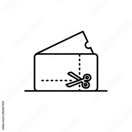 Minimalist Ticket Stub Icon with Scissors for Event and Entertainment Design
