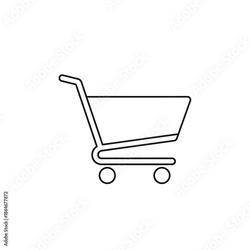 Minimalistic Line Drawing of a Shopping Cart for E-commerce and Retail Design