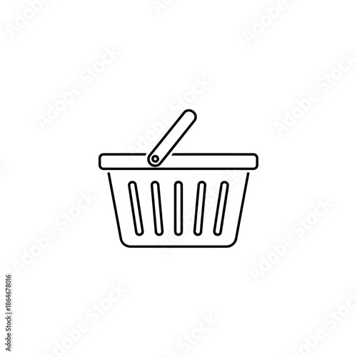 Simple Illustration of Shopping Basket with Handle for Market and Grocery Themes