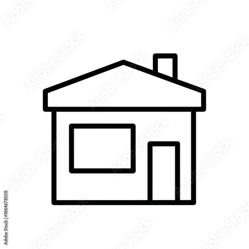 Simple Line Drawing of a Cozy House with Chimney for Real Estate Use