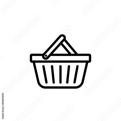 Simple Shopping Basket Icon for E-commerce and Retail Websites