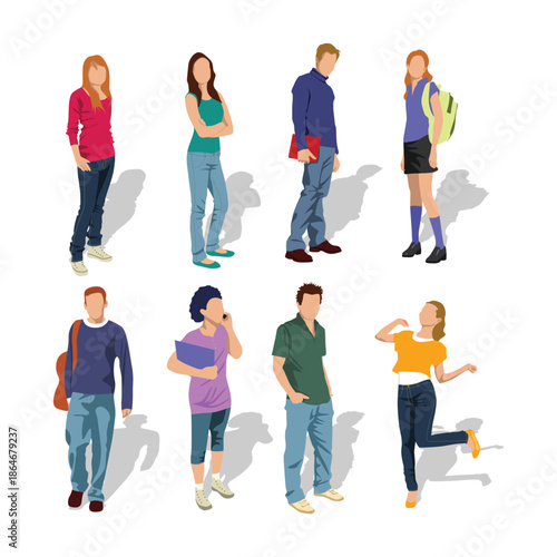 Diverse Group of Young Students Standing Together.