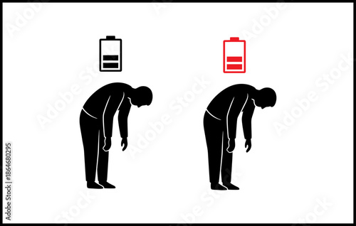 Man feeling exhausted with low battery energy levels