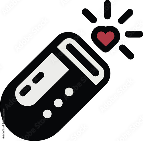 Medical scanner device with heart symbol vector illustration.