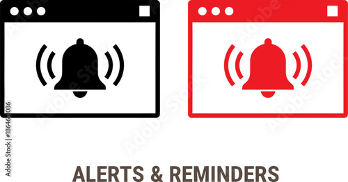 Notification icons indicating alerts and reminders on digital devices