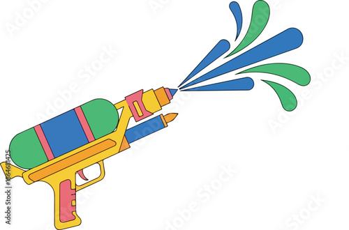 Playful water gun adventure: colorful splash battles, sunny backyard fun, friends laughing, endless imagination