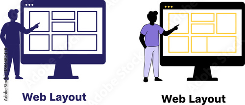 Web designers creating modern website layouts on computers