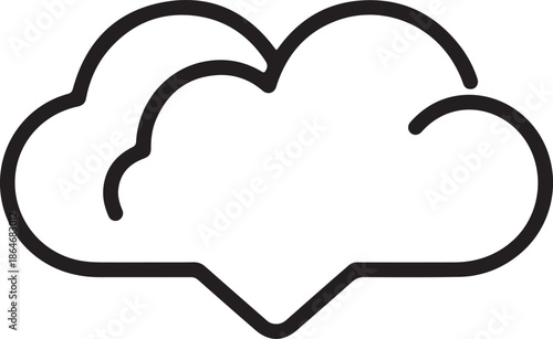 Minimalist line art of a heart shaped cloud vector.