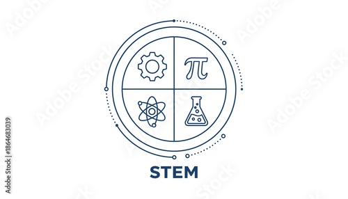 Symbolic representation of STEM education and innovation with science and engineering icons