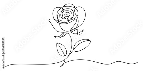 Elegant rose outline for timeless designs and tattoos, Flower in continuous line art drawing style. Rose Set minimalist black linear design isolated on white background. Vector illustration, Roses.
