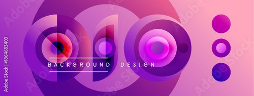 Abstract colorful design features overlapping circles, gradients. Pink, purple hues dominate composition. Text reads background design.