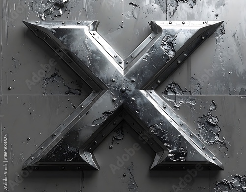 Large metallic Roman numeral against a weathered surface. The 