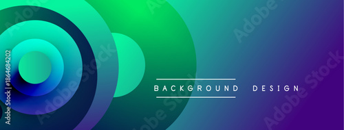 Abstract vibrant background. Concentric circles blend into gradient waves. Modern design elements create dynamic visual impact.
