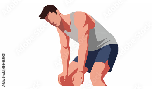 Sweaty Athlete After Workout Modern Vector Illustration on White