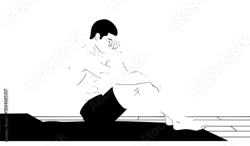 Minimal Athlete Recovery After Training Sweaty Vector Illustration