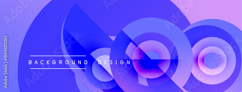 Abstract blue purple layers create dynamic background. Modern design elements suggest fluidity, innovation, technology. Gradient hues offer visual interest.