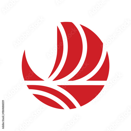 Cargo Vessel Icon with Abstract Waves