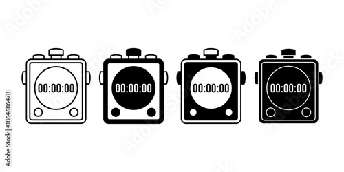 Stopwatch Timer Black Icon Bundle for Time and Fitness Tracking