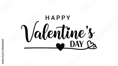 Elegant Calligraphy Happy Valentine's Day Greeting Text Design Element for Holiday Celebration
