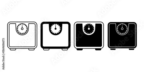 Weight Scale Black Icon Bundle for Health Tracking and Fitness Goals