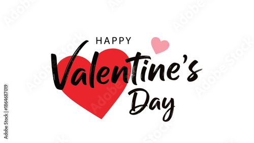 Vibrant 'Happy Valentine's Day' design showcasing a bold red heart icon and artistic black lettering, perfect for affectionate greetings