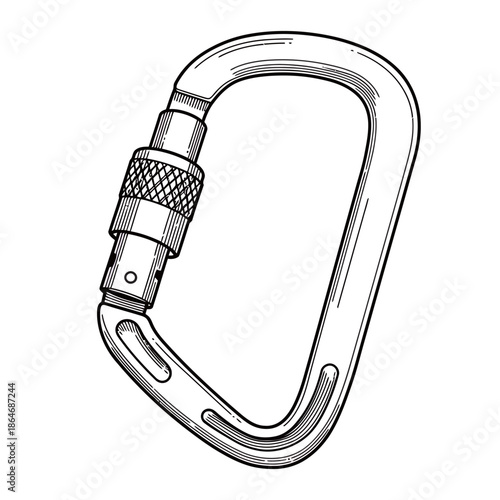 Heavy duty metal carabiner clip for climbing equipment, outdoor adventure, safety rescue gear, and industrial security protection.
