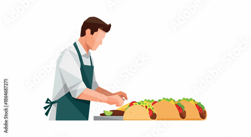 Chef preparing tacos with lime slices