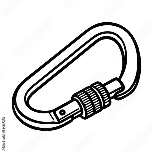 Heavy duty metal carabiner clip for climbing equipment, outdoor adventure, safety rescue gear, and industrial security protection.