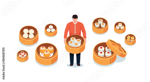 Dim sum delivery with a server