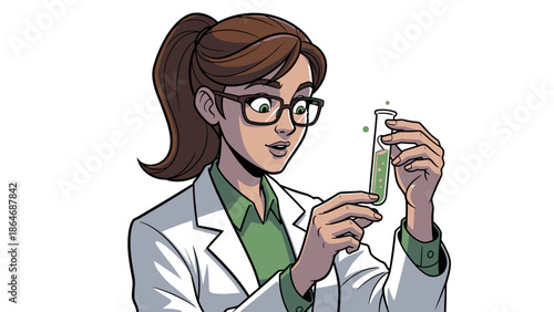 Female Scientist Holding Test Tubes with Liquid.