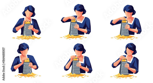Woman grating cheese with gold coins