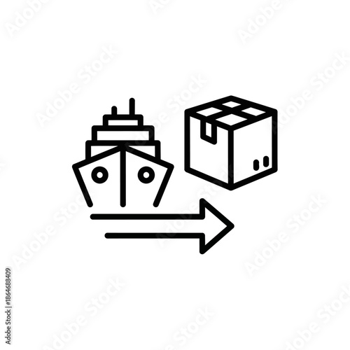 Cargo Ship and Box Delivery Icon for Logistics and Shipping Visuals