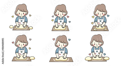 Woman kneading dough for baking bread