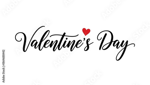 Elegant Valentine's Day handwritten script with a vibrant red heart, perfect for romantic greetings and celebratory designs