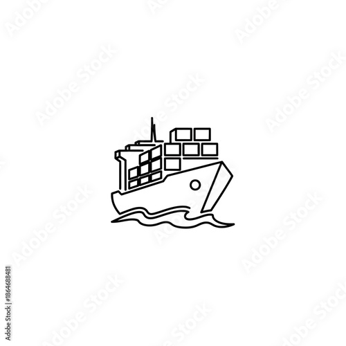 Cargo Ship Navigating Open Water with Containers on Deck for Maritime Transportation
