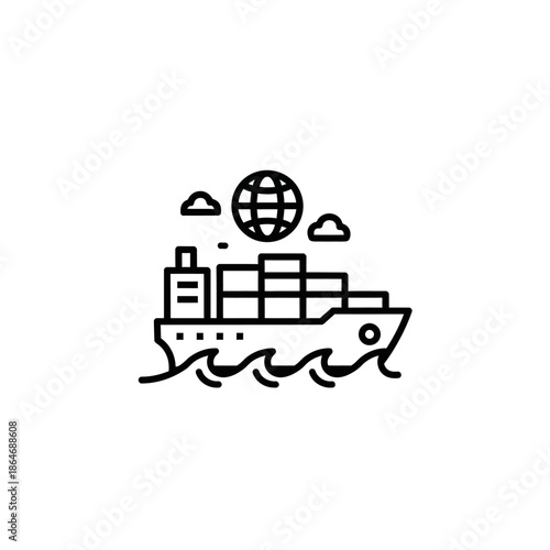 Cargo Ship with Containers in Ocean, International Shipping and maritime trade