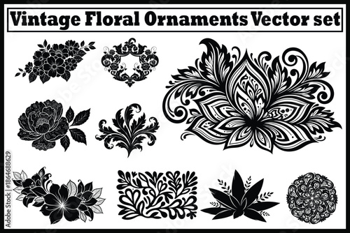 Vintage Floral Ornaments Vector Set