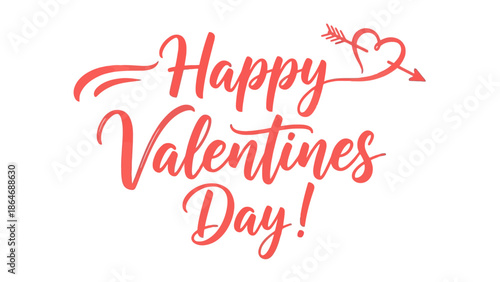 Elegant handwritten 'Happy Valentines Day' typography featuring a charming heart and arrow design, ideal for romantic greetings and festive occasions