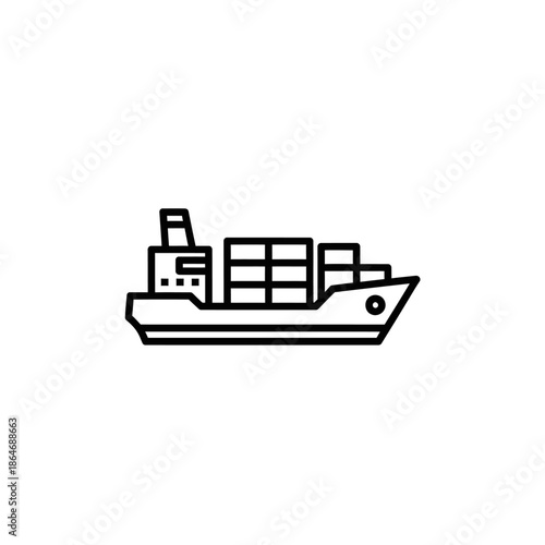 Cargo Ship with Containers in Ocean Shipping Industry Transportation