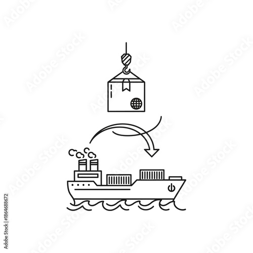 Cargo Shipping and Crane Loading Process at Dock