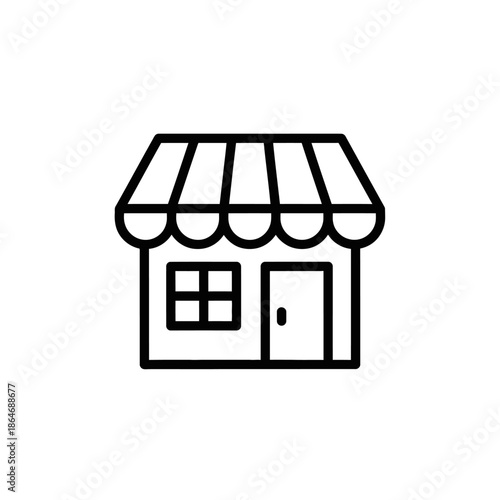 Charming Small Business Storefront with Awning and Entrance