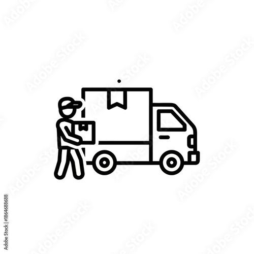 Delivery Person Loading Boxes on Cargo Van in Urban Environment