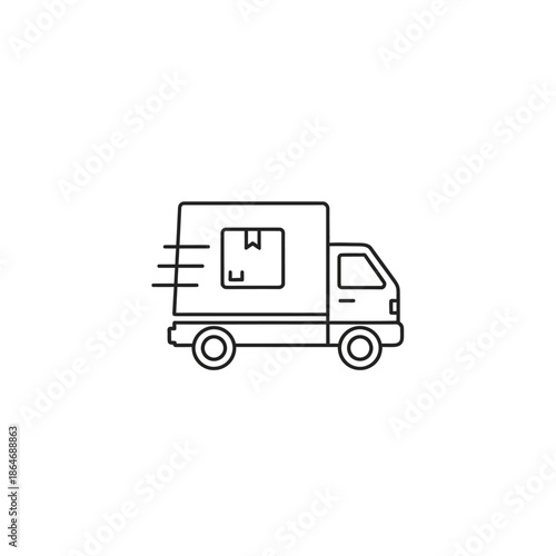 Delivery Van with Package on Road Transport Service Making Quick Drop Off