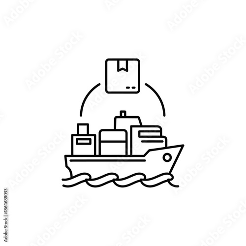 Elegant Cargo Ship with Freight Containers Navigating Ocean Waters