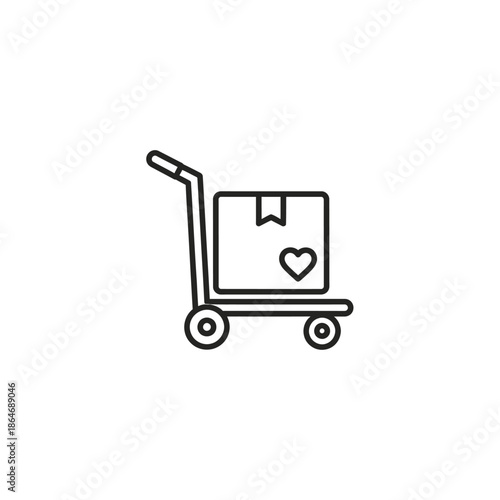 Elegant Shopping Cart with Gift Box and Heart Symbol for E-Commerce Promotions