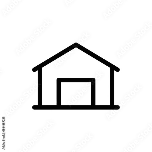 Minimalist Icon of a Modern House in Line Art Style for Construction and Real Estate Visuals