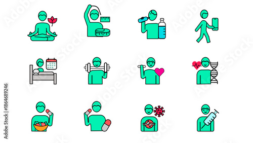 medical and health icon set illustration 